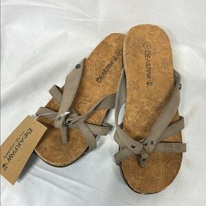 Bearpaw fawn iced coffee sued leather slip on sandals new size 6